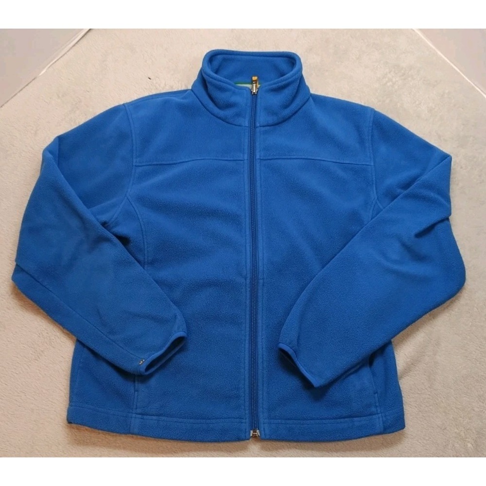 LL Bean Women's M Reg Blue Full Zip Fleece Jacket 0 BCY8 Pockets Outdoors.